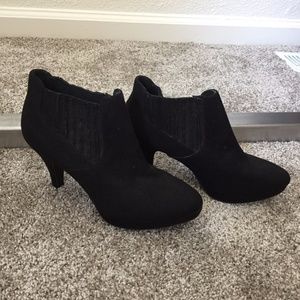 Black high heeled booties